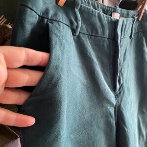 Anthropologie Green Stretch Trousers | Size 8